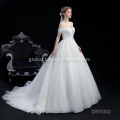 China Classic and elegant design large size a-line off-shoulder short-sleeved and lace tail wedding dress plus size Manufactory